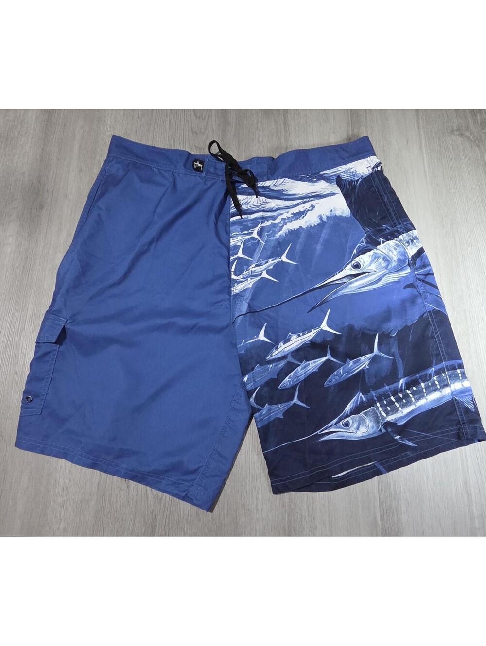 Guy Harvey AFTCO Mens 42 Fishing Boardshorts Marlin Fish Bluewater Collection